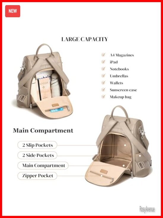 Genuine Leather Anti-theft Backpack Purse for Women Large Capacity Travel